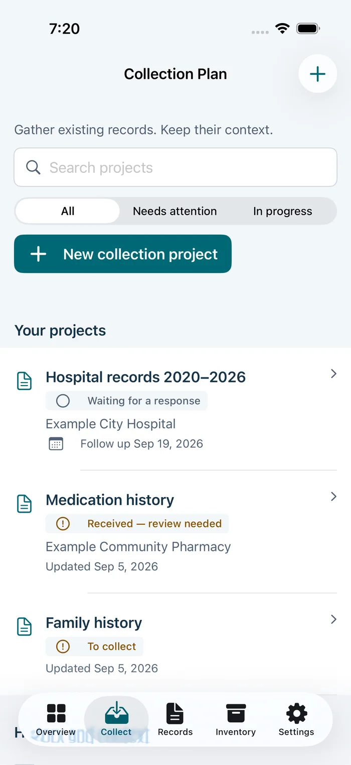 Collection Plan on iPhone