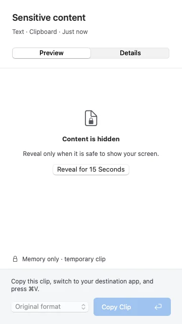 A sensitive clip hidden until revealed